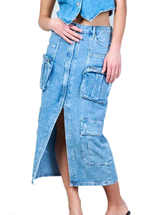 High Waisted Cargo Denim Skirt Women's Weil922l