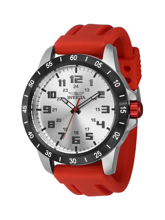 Invicta Ανδρικό Ρολόι 45mm Μπαταρίας με Κόκκινο Καουτσούκ Λουράκι