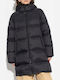 Μακρύ Γυναικείο Puffer Μπουφάν για Χειμώνα Black