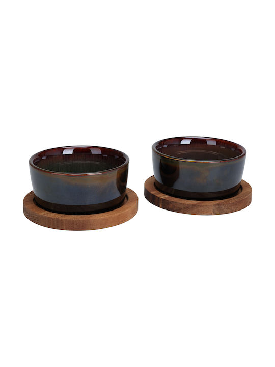 Excellent Houseware Bol de Servire Rotund Ceramică Albastru cu Diametru 9buc