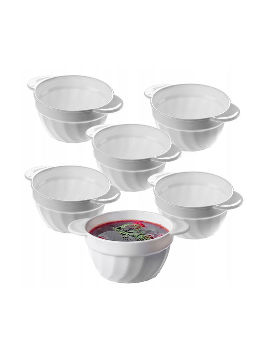 Kadax Serving Bowl Round Glass White with Diameter 18.5cm 6pcs