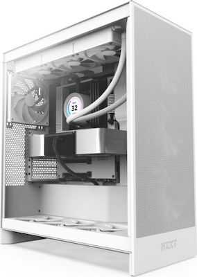 NZXT H7 Flow Midi Tower Computer Case with Window Panel White