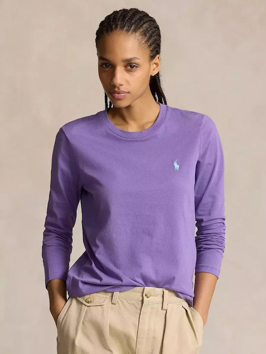 Ralph Lauren pentru Femei de Vară Bluză din Bumbac Mânecă lungă Purple