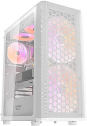 Darkflash DK360 Gaming Midi Tower Κουτί Υπολογιστή με Πλαϊνό Παράθυρο και RGB Φωτισμό Λευκό