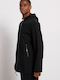 Unisex langer Windbreaker mit Kapuze Schwarz