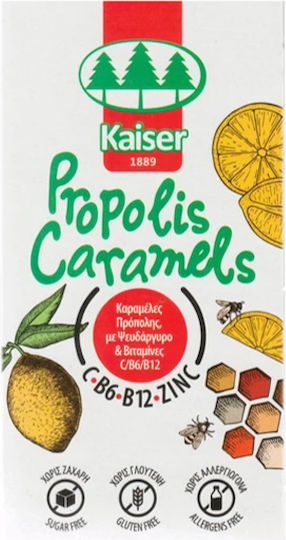 Kaiser 1889 Propolis Caramels Lozenges for Dry Cough Gluten-Free 200ml 6pcs
