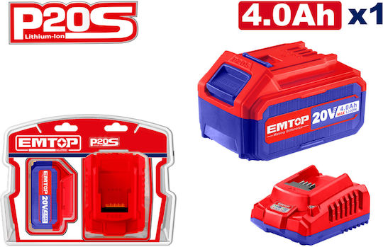 Emtop Battery Set Capacity 4Ah 20V with Charger