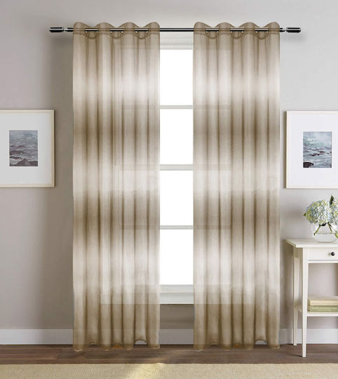 Vasilas Home Κουρτίνα με Τρουκς Μπεζ 140x270εκ.