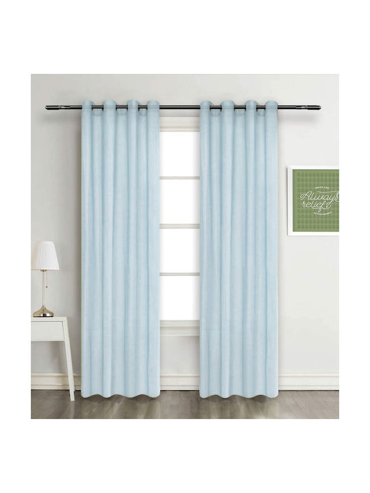 Vasilas Home Κουρτίνα με Τρουκς Γαλάζια 140x270εκ.