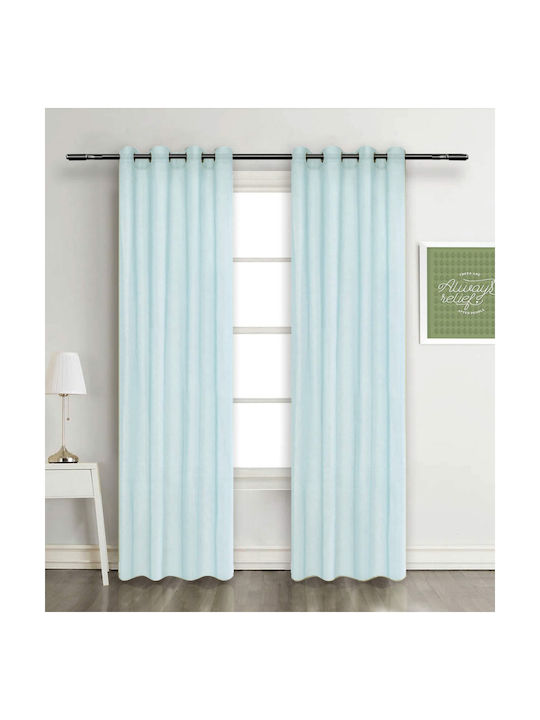 Vasilas Home My Home Luxury Vorhänge Mit Grommets Blau 140x270cm