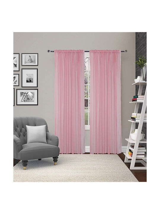 Vasilas Home Κουρτίνα με Τρουκς Ροζ 140x270εκ.