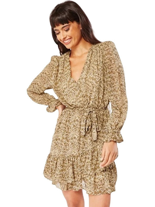 Mdl Mini Shirt Dress Dress Wrap with Ruffle Leopard