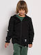 Athletic Kids Cardigan Cotton with Hood Black All Good Minime