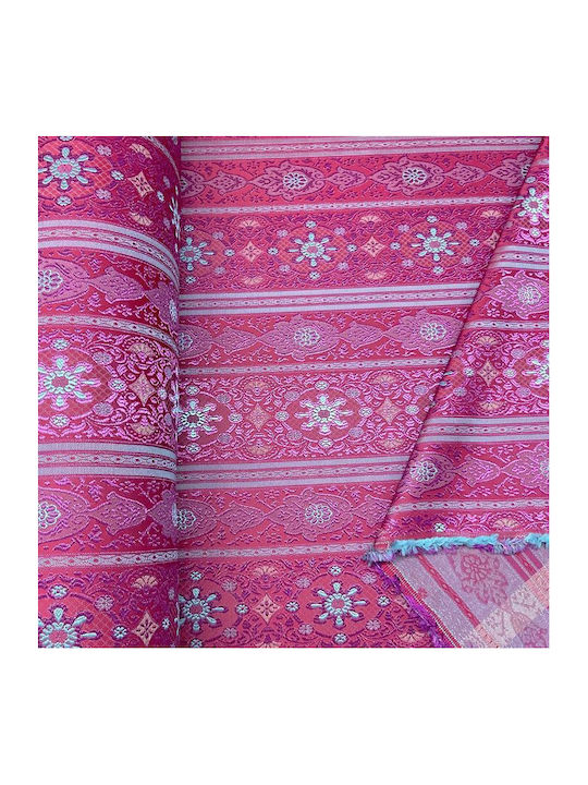 Fabric Jacquard Bordeaux-sky blue-purple