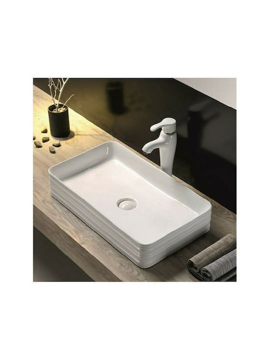 Inter Ceramic Aufgesetztes Waschbecken Porzellan 68x38x13cm White