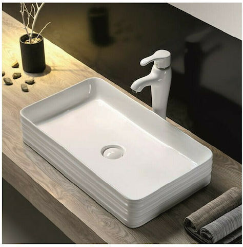 Inter Ceramic Επικαθήμενος Νιπτήρας Πορσελάνης 68x38x13cm Λευκός