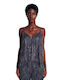 Women's Blouse with Straps & V Neckline Gray