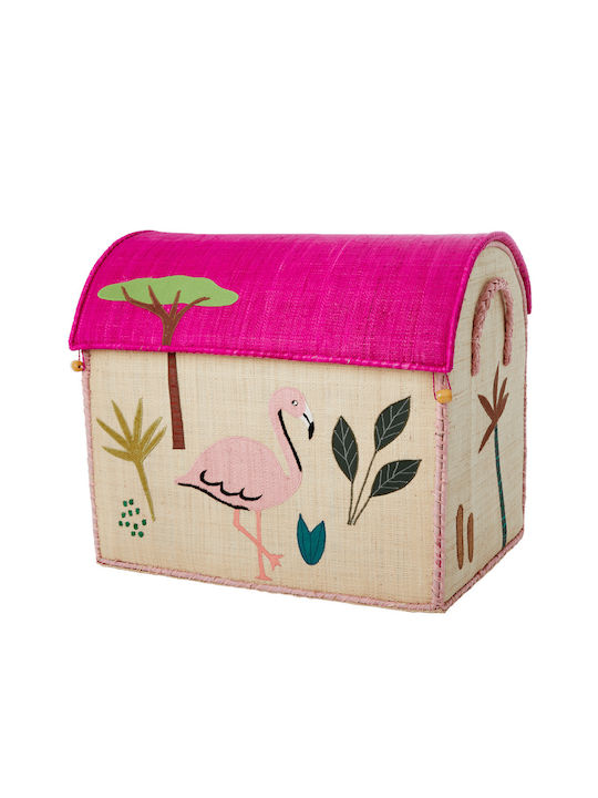 Rice Children's Storage Box made of Straw Fuchsia 43x32x52cm 1pcs