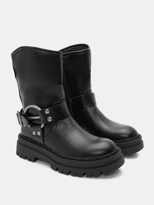 Stiefeletten mit dekorativem Riemen 4321201-schwarz