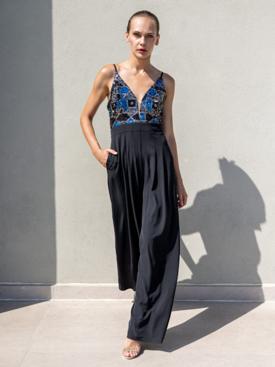 Black Jumpsuit with Colorful Sequins