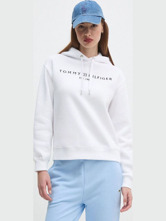 Tommy Hilfiger Γυναικείο Φούτερ με Κουκούλα Λευκό