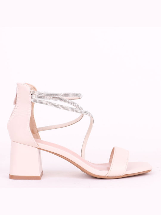 Women's Heeled Sandals F1605 Beige