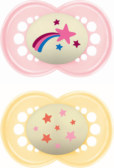 Mam Original Orthodontische Schnuller Silikon Nacht Rosa - Gelb für 16+ Monate 2Stück