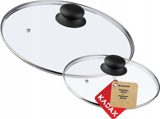Kadax Καπάκι για Τηγάνι και Κατσαρόλα Γυάλινο 20cm 2τμχ 26793