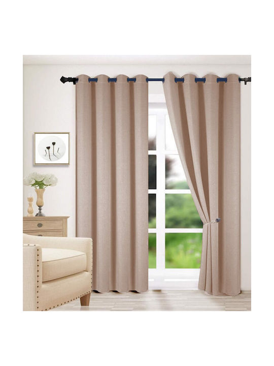 Vasilas Home Κουρτίνα με Τρουκς Μπεζ 140x270εκ.