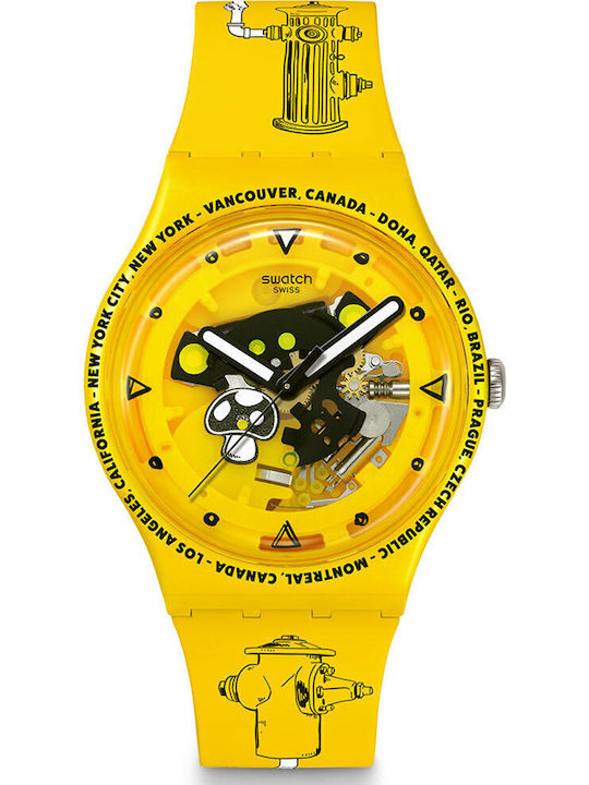 Swatch Swatch Women's Watch with Yellow Rubber Strap