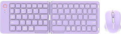 Meetion BTC001 Fără fir Bluetooth Set tastatură și mouse pentru Tabletă Engleză US Violet