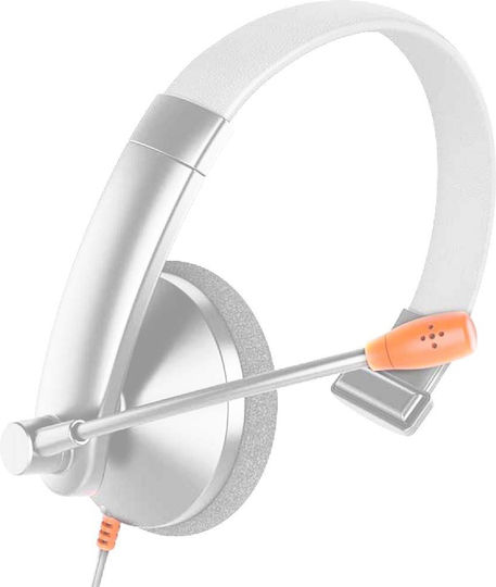 Meetion HP002U Auf dem Ohr Multimedia-Headsets mit Mikrofon und Verbindung USB-A in Weiß Farbe