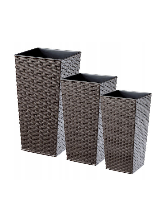 Set 3 Ghivece Rattan cu Inserție Mocha 68cm Kadax