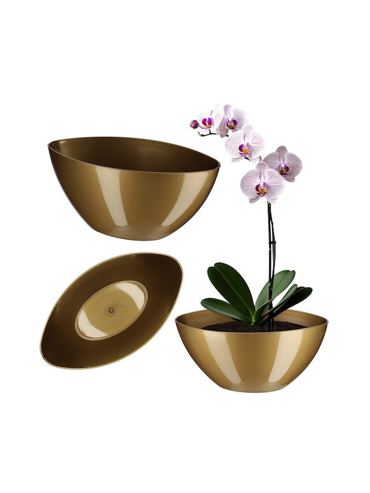Kadax Glossy Gold Flower Pot 21cm Pot Flowers