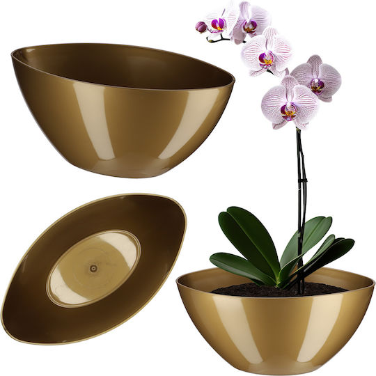 Kadax Glossy Gold Flower Pot 21cm Pot Flowers