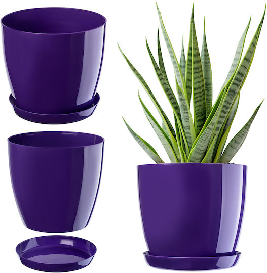 Kadax Pot Saucer Plastic Cover Pot 16cm Purple Flowers