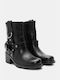 Stiefeletten mit Ring & dekorativen Riemen 4325101-schwarz