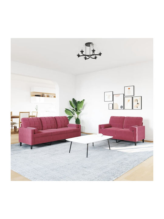 Living Room Furniture Set 3-Seater & 2-Seater Red