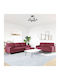 Living Room Furniture Set 3-Seater & 2-Seater & Stool Red