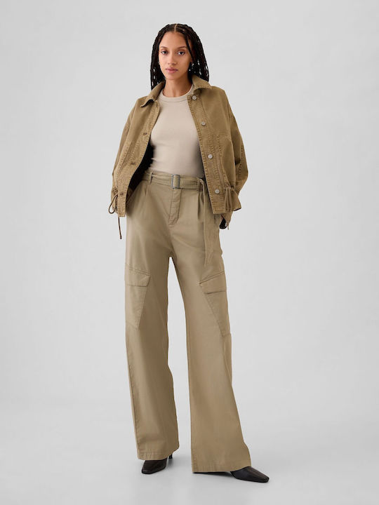 High-Waisted Cargo Baggy Trousers Hayes Brown