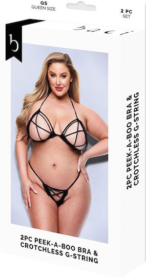 Baci Lingerie Sexy Σετ Εσωρούχων Μαύρο Plus Size 2τμχ