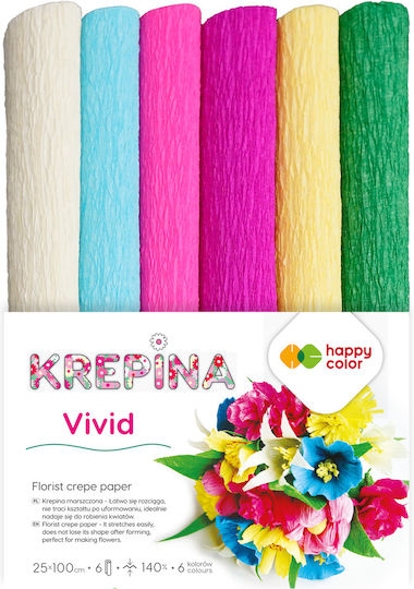 Набръчкан ярък шал 25x100см 6 цвята микс Happy Color