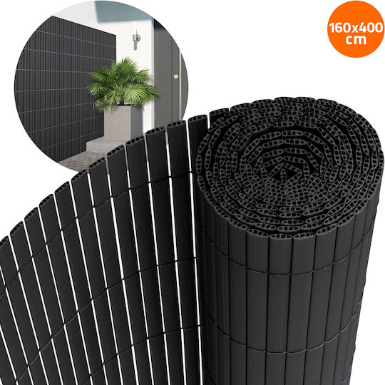 ECD Germany Bambuszaun Kunststoff mit Ganzes Schilf 1.6x4m