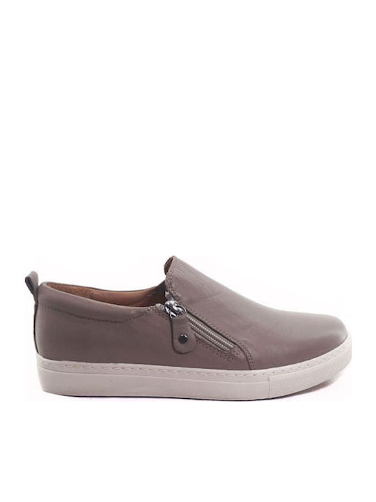 Γυναικείο Δερμάτινο Ανατομικό Slip On Μοκασίνι Λάστιχο & Φερμουάρ – Safe Step 23841