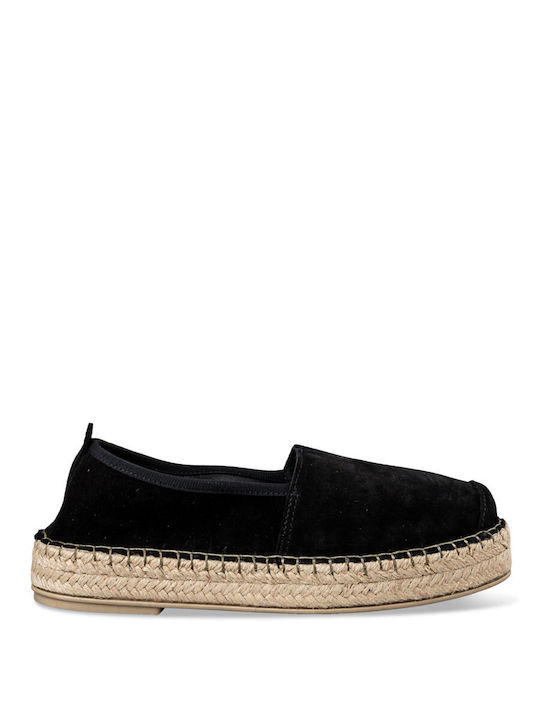 Tsouderos Shoes Lederne Damen Espadrilles in Schwarz Farbe