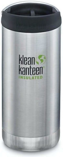 Klean Kanteen Thermos Bottle Stainless Steel BPA Free 355ml TKWide Brushed Stainless With Loop And Straw