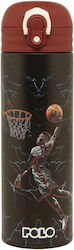 Polo Μπουκάλι Θερμός Ανοξείδωτο BPA Free Basketball 500ml με Καλαμάκι