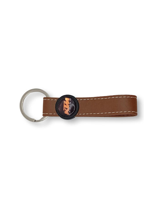 Leather Keychain KTM Enamel Brown OEM Leather KTM