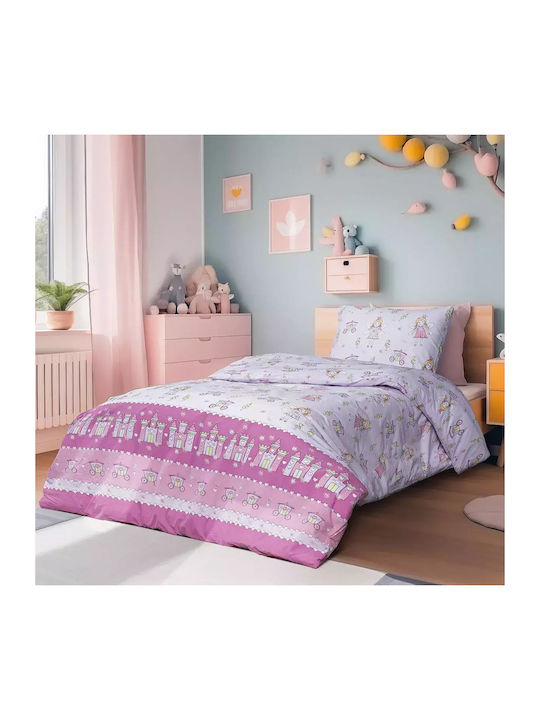 Lino Home Σεντόνι Μονό Βαμβακερό Λιλά 170x260cm