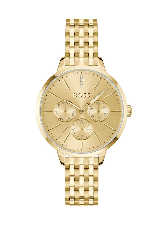 Hugo Boss Uhr Chronograph mit Gold Metallarmband